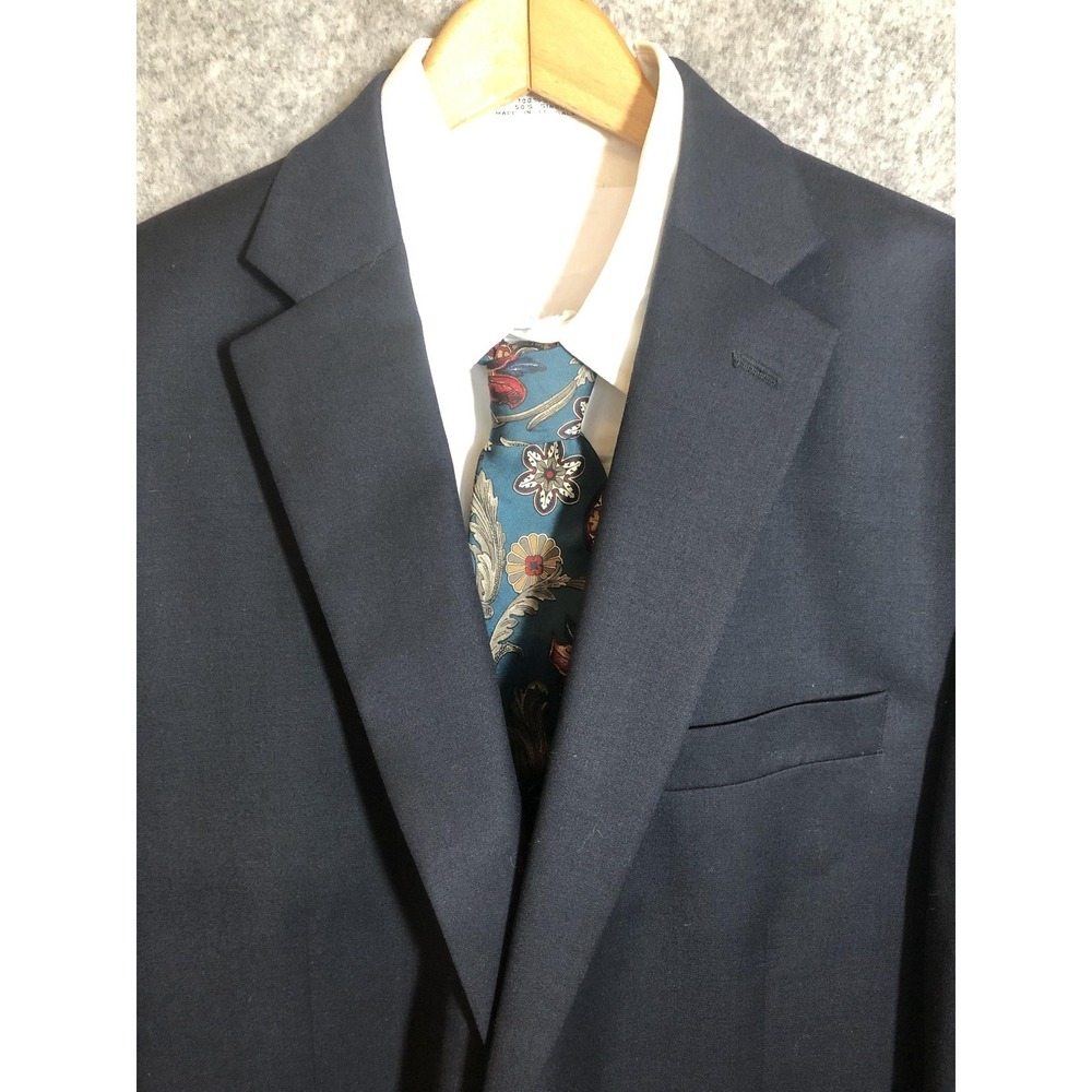 Michael Kors Blazer Mens 44L Navy Blue Wool Blend Sport Coat Jacket Classic